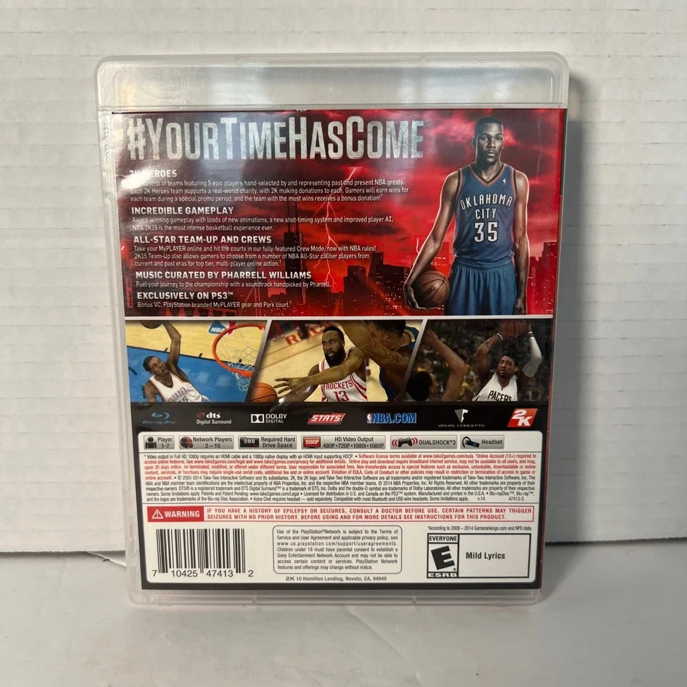 NBA 2K15 Sony PlayStation 3 PS3 2014 Basketball Game Kevin Durant CIB BLUS 31456